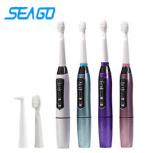 SEAGO SG910 Electric Toothbrush Sonic Battery teeth whitening Oral Hygiene 4 pcs Brush Heads Dental Hygiene Replacement 2024 - buy cheap