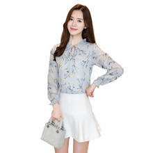 Long Sleeve Women Blouses New 2018 Spring lady Office Elegant Print Chiffon Blouse Bow Ladies Office Shirts Plus size Tops Femme 2024 - buy cheap