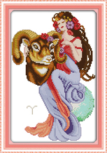 Aries beauty cross stitch kit people 18ct 14ct 11ct count print canvas stitches embroidery DIY handmade needlework 2024 - buy cheap