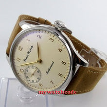 44mm parnis light yellow dial big 6497 movement hand winding mens watch396 2024 - buy cheap