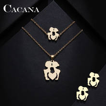 CACANA Stainless Steel Sets For Women Angel Shape Necklace Bracelet Earring Jewelry Lover's Engagement Jewelry 2024 - buy cheap