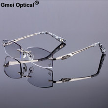 Simple Easy Men Rimless Frame Women Titanium Alloy Optical Frame Diamond Trimming Cut Rimless Glasses With Gradient Tint Lenses 2024 - buy cheap