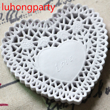 50pcs 10cm Heart Shape Lace Flower Paper Pads Doilies Placemat Crafts For DIY Scrapbooking/Cark Making/Wedding Table Decoration 2024 - buy cheap