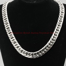 7 "-40" encantadores homens de aço inoxidável 19mm cor prata polido cubana curb chain colares moda jóias 2024 - compre barato