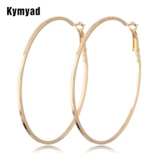 Kymyad 6mm Large Hoop Earrings Big Smooth Circle Earrings Basketball Brincos Celebrity Brand Hoop Earrings for Women Jewelry 2024 - buy cheap