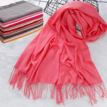 Pashmina de Cachemira con borlas para mujer, chal cálido de 190x30cm de largo para primavera e invierno, bufanda cálida para el cuello 2024 - compra barato