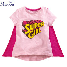 Little Maven-Camiseta de manga corta con cuello redondo para niñas, ropa de algodón puro, tops de verano, novedad de 2017 2024 - compra barato