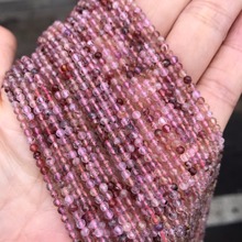 Cuentas de piedra de cristal de pelo púrpura Natural facetado, 2,5mm, para la fabricación de joyas, cuentas de piedra de Cuarzo rutilado de pelo púrpura suelto redondo 2024 - compra barato