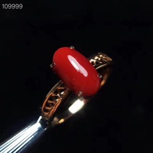 Anillo de Plata de Ley 925 con gema de Coral rojo auténtico, joyería fina de 8x12mm, hecha a mano, Natural, rojo auténtico, Coral, envío gratis 2024 - compra barato