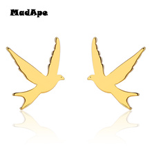 MadApe-pendientes de pájaro de acero inoxidable para mujer, aretes pequeños a la moda, color dorado, negro, 2019 2024 - compra barato