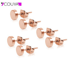 3 Set of Stainless Steel Anti-allergy Stud Earrings Geometric Earrings for Sensitive Ear Shiny Mini Size Women's Fashion Jewelry 2024 - buy cheap