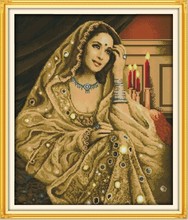 Indian Beauty Cotton People Needlework,Cross stitch,Embroidery kits,Printed Patterns Counted Cross-Stitching,DIY Handmade 2024 - buy cheap