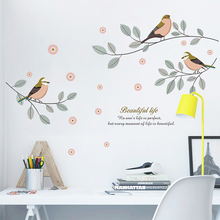 Pegatinas de pared de rama de árbol de pájaros, decoración del hogar, Fondo de TV, sofá, sala de estar, arte decorativo, Mural, calcomanías de PVC DIY 2024 - compra barato