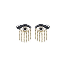2019 New Fashion Bohemian Gold Tassel Earrings With black cz Eye Pendant Long chain Earrings Fine Jewelry Gift for Women 2024 - buy cheap