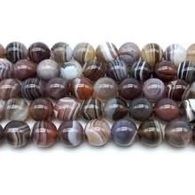Natural Stone Bead Stripe Agates Botswana Round Smooth Beads String 6 mm 8 mm 10 mm 12 mm Good For DIY Jewelry Making Supplies 2024 - buy cheap