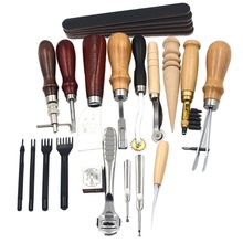 18PCs Leather Carft Punch Tools Kit Stitching Carving Working Sewing Saddle Groover Leather Craft DIY Tool Sewing Cutting Tools 2024 - buy cheap