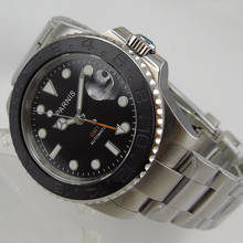 Luxury Brand 40mm Parnis Black Dial ceramic bezel GMT Sapphire Glass SS Case Luminous hands Automatic Movement Men's Watch 2024 - buy cheap