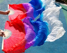 2016 High Quality Silk Belly Dance Fan Dance 100% Real Silk Veils Left+right blue Colors On Sale RED PURPLE ROYAL BLUE WHITE 2024 - buy cheap