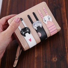 Short Lady Purses Women Wallets Cards Holder Lovely Cat Girls Hasp Zipper Moneybag Coin Purse Woman Clutch Wallet Notecase Bags 2024 - buy cheap