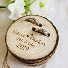 Anel de madeira personalizado, suporte de anel rústico madeira para festa de noivado, casamento, noivado 2024 - compre barato