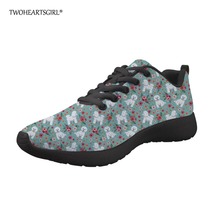 Twoheartsgirl-Zapatos planos para Mujer, zapatillas informales con estampado de Bichon Frise, ligeras, de malla, para caminar 2024 - compra barato