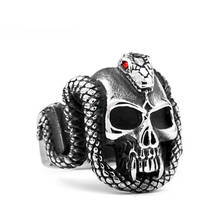 925 Sterling Silver Jewelry Vintage Silver Skull Cobra silver rings Mens domineering jewelry jewelry free shipping 2024 - buy cheap