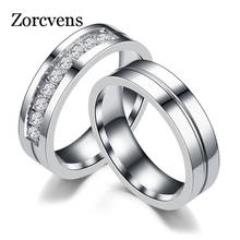 Мужские и женские обручальные кольца ZORCVENS, серебряное кольцо из нержавеющей стали для влюбленных, модные ювелирные украшения 2024 - купить недорого