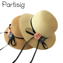 Girls Hat Flower Straw Hat For Kids Girls Summer Children Caps Kids Sun Caps Baby Beach Hats Caps 2024 - buy cheap