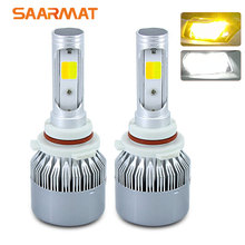 Pair Dual-Colors 6000K White 3000K Amber 11400LM LED Headlight Bulb H4 9003 HB2 H7 H8 H9 H11 H16(JP) 9005 HB3 H10 9006 HB4 9012 2024 - buy cheap