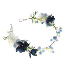 Blue Theme Wedding Party Hair Accessories Girl Flower Wreath Crown Bride Bridesmaid Hairband Headdress Adjustable Floral Garland 2024 - buy cheap