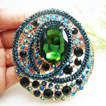 Broche de cristal con forma de lágrima para mujer, broche verde ovalado, colgante, joyería 2024 - compra barato