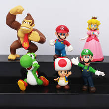 6 шт./компл. 4 ~ 6 см Super Mario Bro Mario Luigi Yoshi Donkey Kong Toad Принцесса Персик ПВХ Фигурки игрушки для детей подарок 2024 - купить недорого