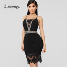Ziamonga элегантные кружева лоскутное женское платье Сексуальная рукаво 2024 - купить недорого