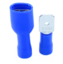 FDFD2-250 MDD2-250  blue 6.3mm 16-14AWG Wiring Connector Insulated Crimp Terminal Spade 2024 - buy cheap