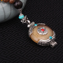 2 colors fashion imitational beewax ethnic beige necklace,Nepal jewelry handmade sandalwoods  vintage tibetan silver  necklace 2024 - buy cheap
