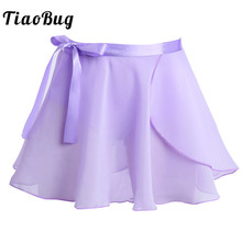 TiaoBug Kids Teens Dance Basic Classic Chiffon Mini Wrap Skirt with Tie Waist Children Girls Gymnastics Ballet Tutu Dance Skirt 2024 - buy cheap