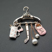 RHao Lovely clothes stand Water Drop Pink Enamel Shoes Cup Brooches pins for Women Girls Clothes jewelry buckles scarf pins gift 2024 - buy cheap