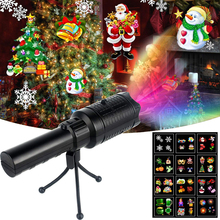 USB Rechargeable LED Christmas Projector Lights 2 in 1 Projection Handheld Flashlight with 12 Patterns for Christmas Halloween 2024 - buy cheap