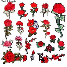 1 Piece Patches Red Flower Embroidered Patch 3D Applique DIY Sewing Repair Accessories Fabric Stickers Wedding Clothing Patches 2024 - buy cheap