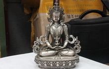 Estatua de la diosa Bodhisattva del Tíbet, cobre blanco plateado, Amitayus para la longevidad, kwan-yin 2024 - compra barato