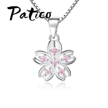 Colar feminino pingente flores zircônia cúbica, colar pingente prata esterlina 925 2024 - compre barato