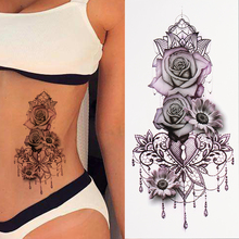 Adesivos de tatuagem flor temporária, removível, à prova d'água, arte corporal, braços, pernas, encantador, arte corporal 2024 - compre barato