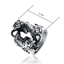 Punk Mens Boys Stainless Steel Double Tiger Play Fight Classical Design Ring Men Fashion Jewelry 2024 - buy cheap