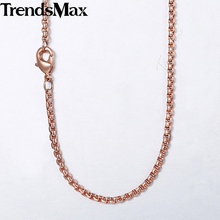 Trendsmax Women's Necklace Stainless Steel Rose Gold Color Box Chain Necklace For Women Men 18-28inch KKN555 2024 - buy cheap