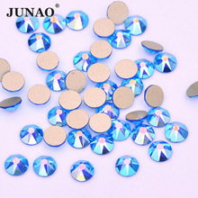 JUNAO ss20 Cape Blue AB Crystal Facet Rhinestones Glass Stones Flatback Strass Glue On Crystals Beads for Clothes Jewelry Craft 2024 - buy cheap