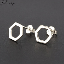 Jisensp Simple Design Fashion Hexagon Stud Earrings for Women Girls Punk Style Female Jewelry Earrings Stainless Steel Earing 2024 - buy cheap