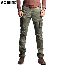 Мужские брюки-карго Vomint, зеленые/желтые камуфляжные брюки прямого покроя в стиле милитари, из хлопка, V7A1P015 2024 - купить недорого