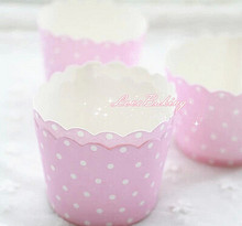 Frete grátis copo para muffin e cupcake desenho de bolinhas de papel pequeno rosa para decoração de festa de casamento 2024 - compre barato