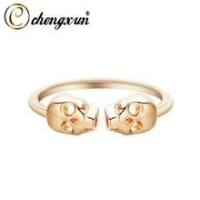 CHENGXUN Gold Skull Ring Women Vintage Jewelry Accessories Punk Style Gothic Ladies Fashion Adjustable Open Rings  2024 - buy cheap