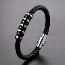 2019 Luxury Genuine Leather Bracelet Weaving Black Special Jewelry For Men Father's Day Gift Big Discount Birthday Gift Pulseira 2024 - compre barato